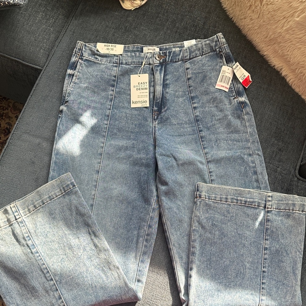 Kensie Women's High Rise Wide Leg Jeans, Size 10